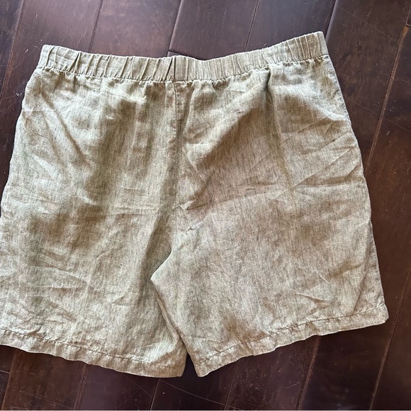 EILEEN FISHER Olive Green Classic LINEN Bermuda Shorts 8” Inseam “XL” - Picture 12 of 16